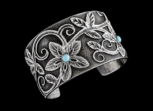 Navajo Native Artist - Rebecca Begay - Silver and Turquoise cuff
