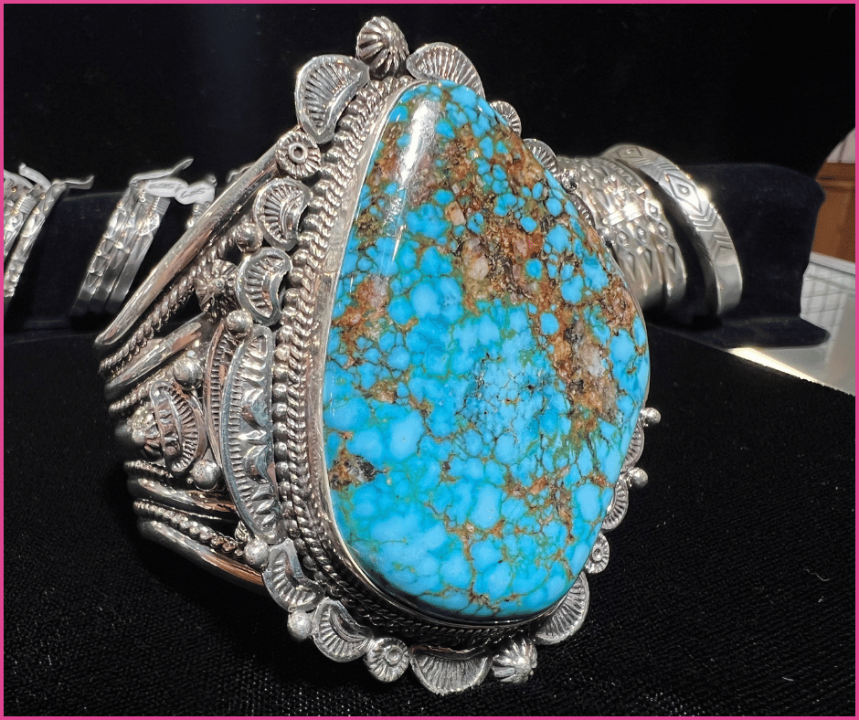Turquoise and silver cuff